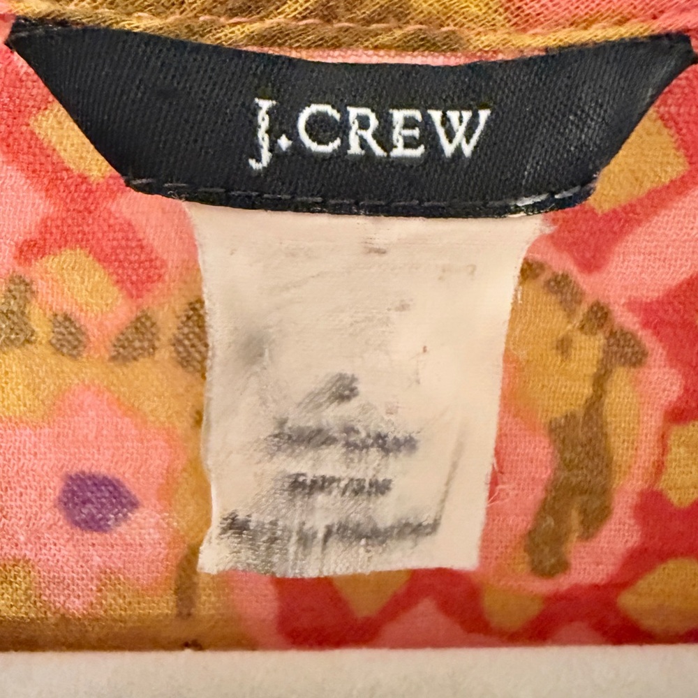 J.Crew Shirt Top  Tunic Top Boho Floral 3/4 Sleeve Split Neck Size Small - Picture 2 of 5